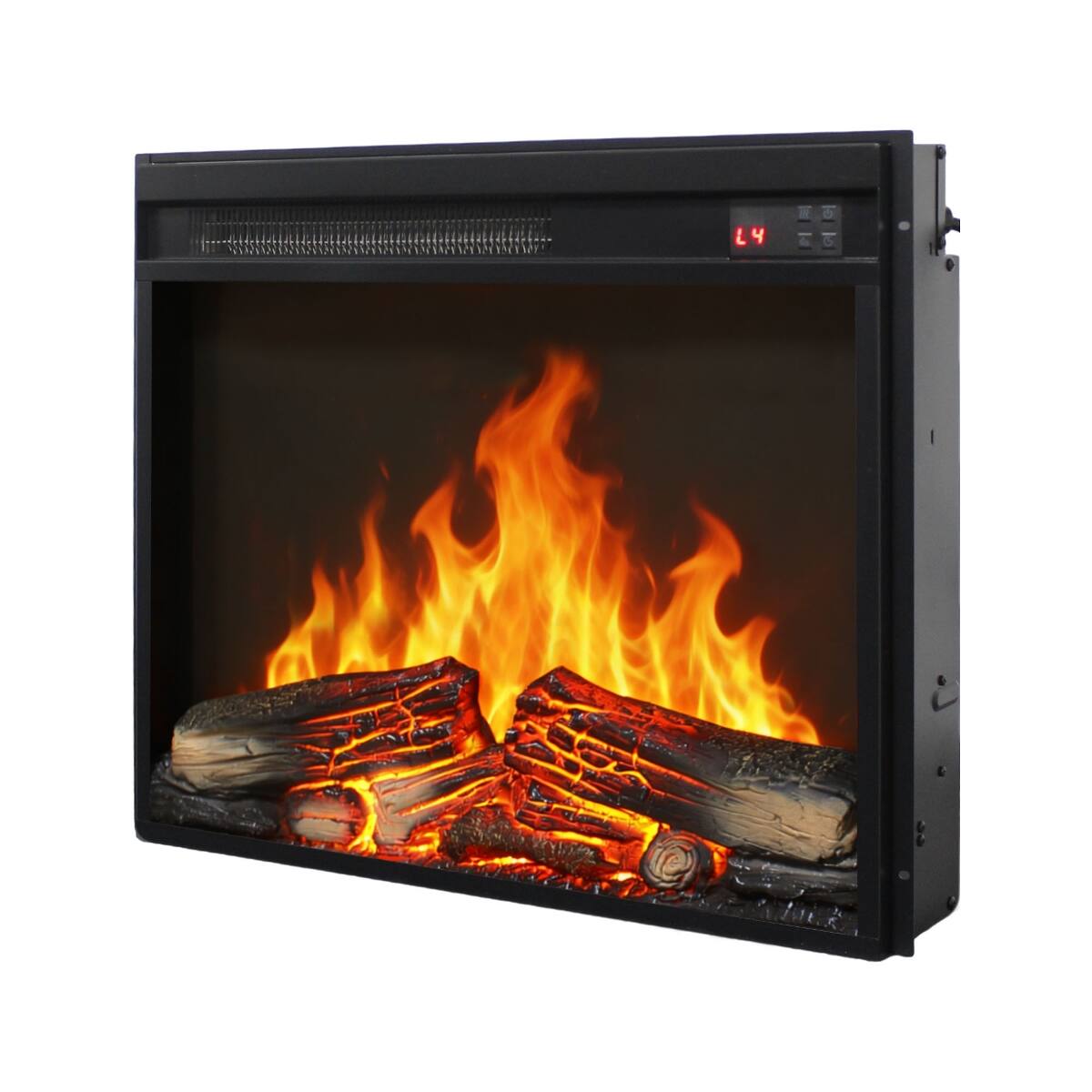 Back. Loheer - Loheer 23 inch electric fireplace insert, ultra thin fireplace heater with remote control and overheating protection - Antique Black.
