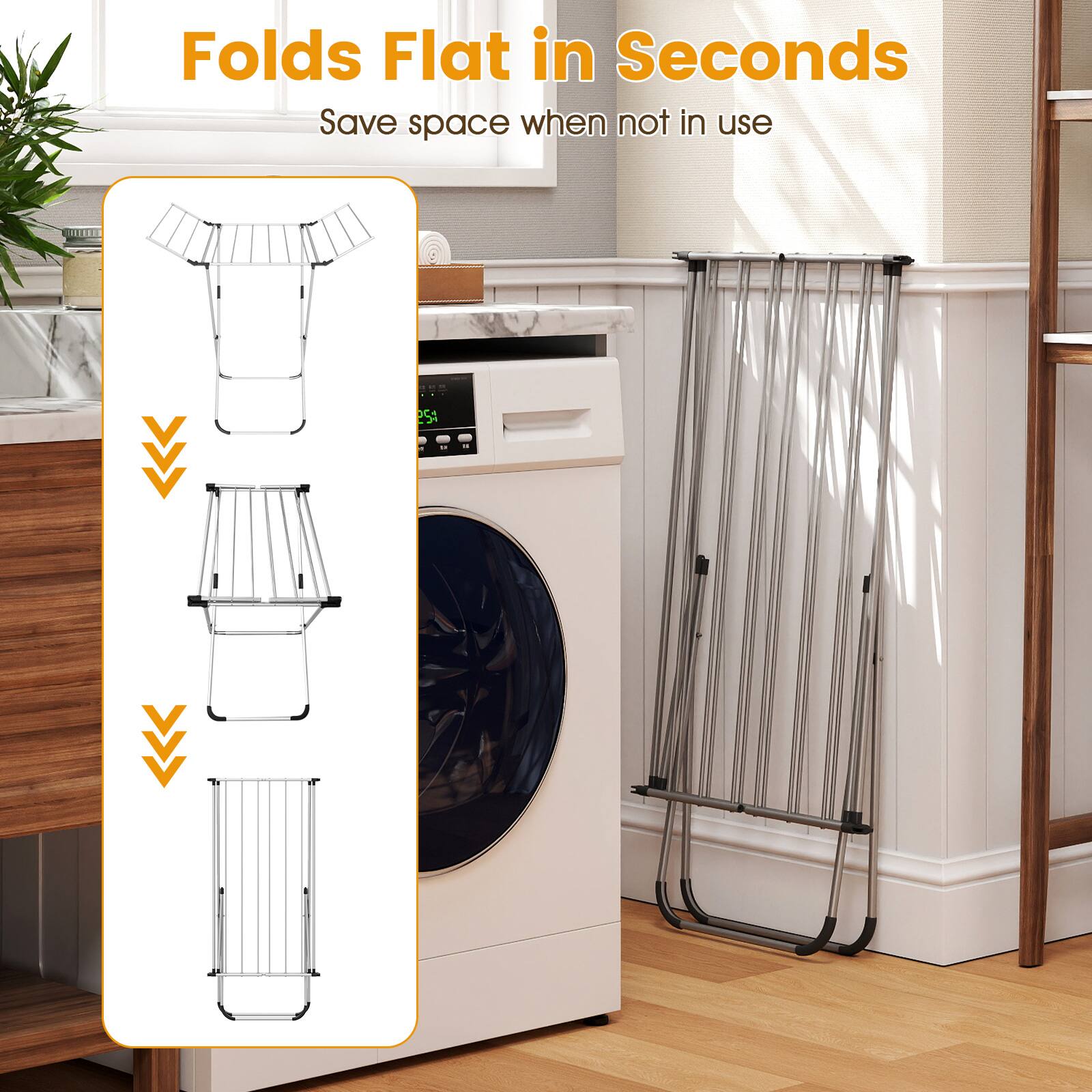 Folds Flat in Seconds  
Save space when not in use
