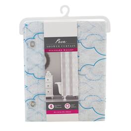 Kate Aurora - Blue, White & Frosted Moroccan Medallion Peva Vinyl Eco Friendly Shower Curtain - Standard Size - Clear