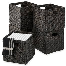 Best Choice Products - 13x13in Hyacinth Storage Baskets, Set of 5 Multipurpose Collapsible Organizers - Black
