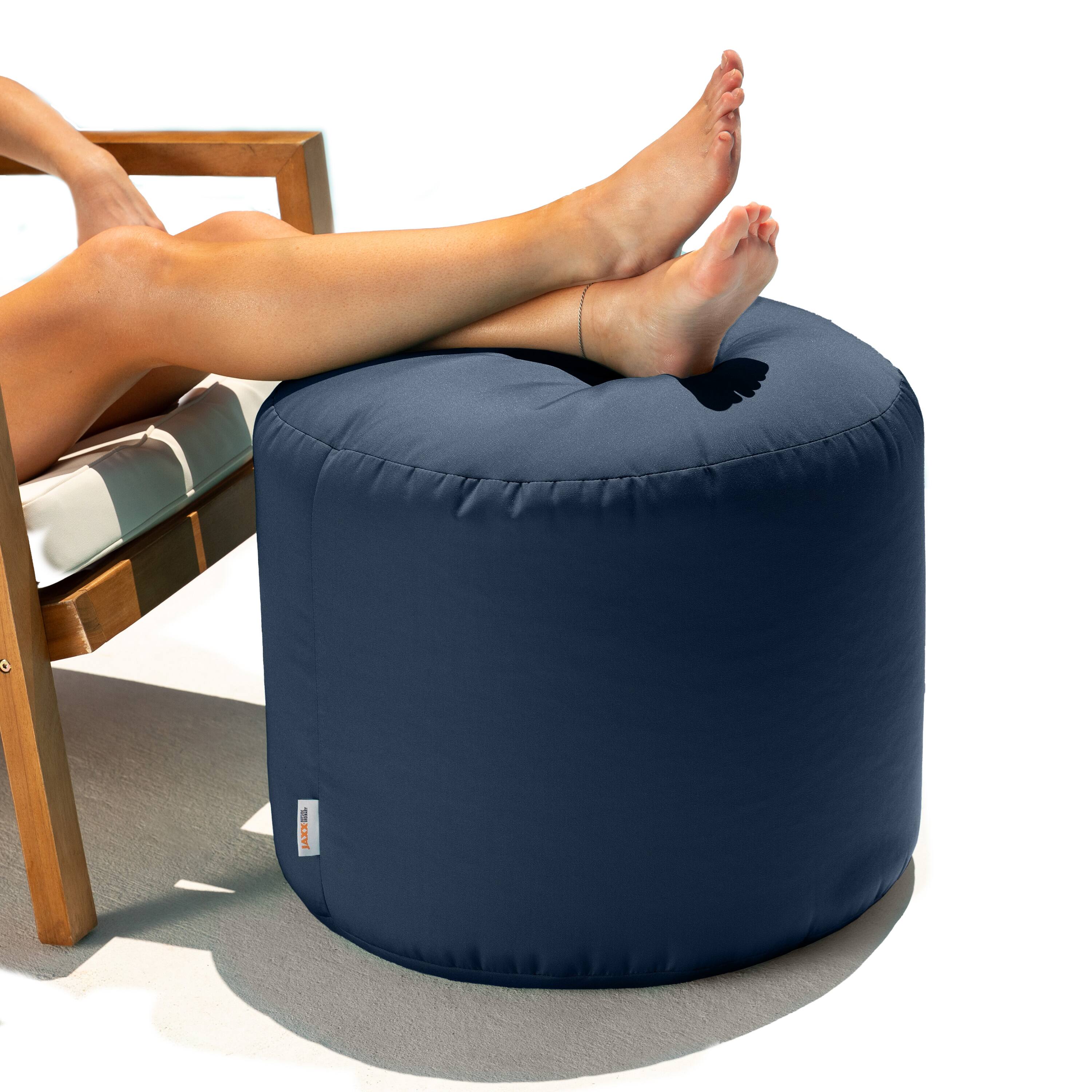 Alt View 1. Jaxx - Jaxx Spring Indoor / Outdoor Bean Bag Pouf Ottoman, Navy - Navy.