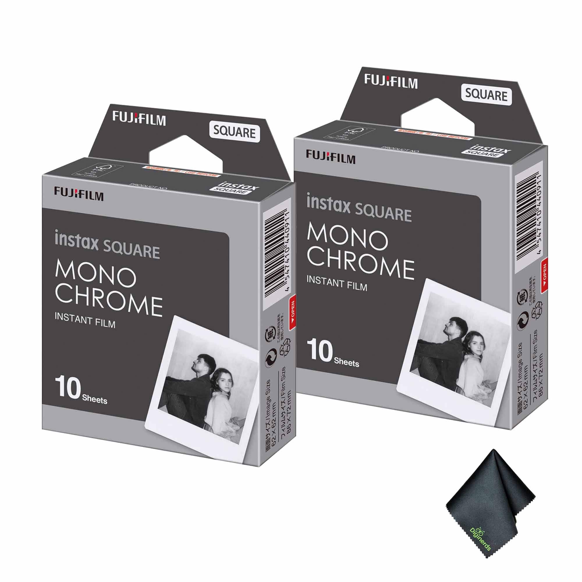 Fujifilm - 2xFUJIFILM INSTAX SQUARE Monochrome Instant Film (10 Exposures), Microfiber Cleaning Cloth, Bundle price history on PriceWatchPro
