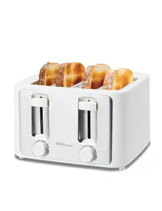 Front. Betty Crocker - 4-Slice Toaster, 1500W with Adjustable Shade Control Dials, High Lift Feature, Cool Touch Housing & Crumb Tray, BC-5635W - White.