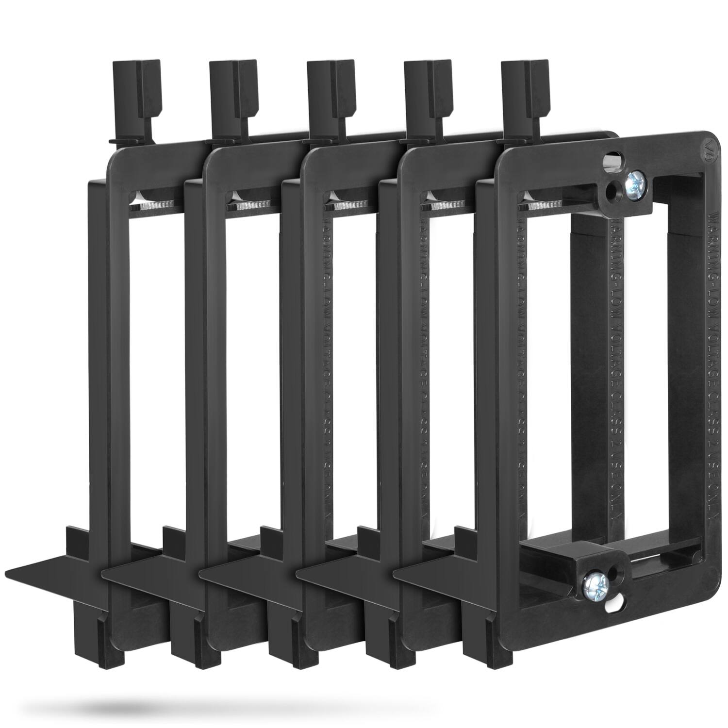 Fosmon - 1-Gang Low Voltage Mounting Bracket with Mounting Screws - 5 Pack - Black