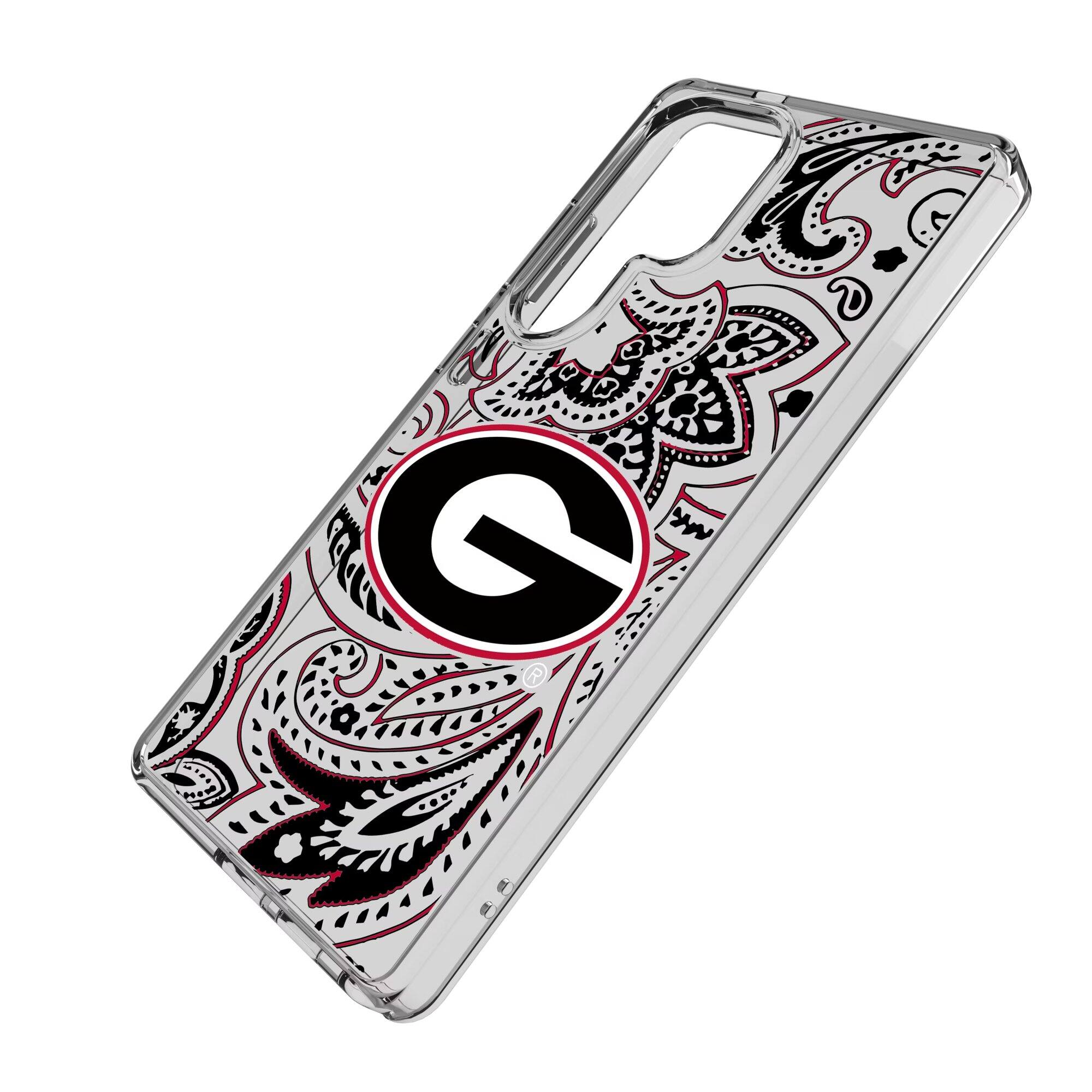 Alt View 1. Keyscaper - Georgia Bulldogs Paisley Galaxy Clear Case - S25 - Multicolor.