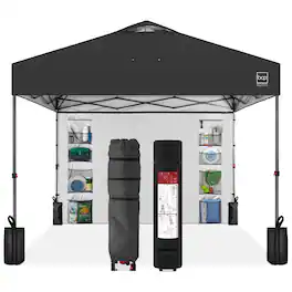 Best Choice Products - 10x10ft Easy Setup Pop Up Canopy, Portable Tent w/ Side Wall, 1-Button Push, Case - Gray