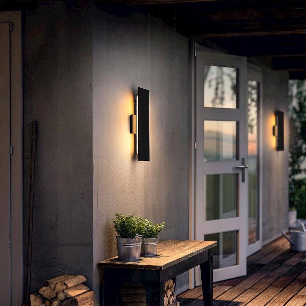 Alt View 4. Elegant Lighting - Waylen 4.5 x 18 inch Outdoor Wall Sconce in Black - Black.
