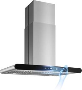 Lycvki - 30 inches - Convertible - Island Range Hood - Stainless Steel
