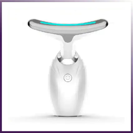 Front. Eterus - Neck Face Lifting LED Therapy Device - White/Silver.