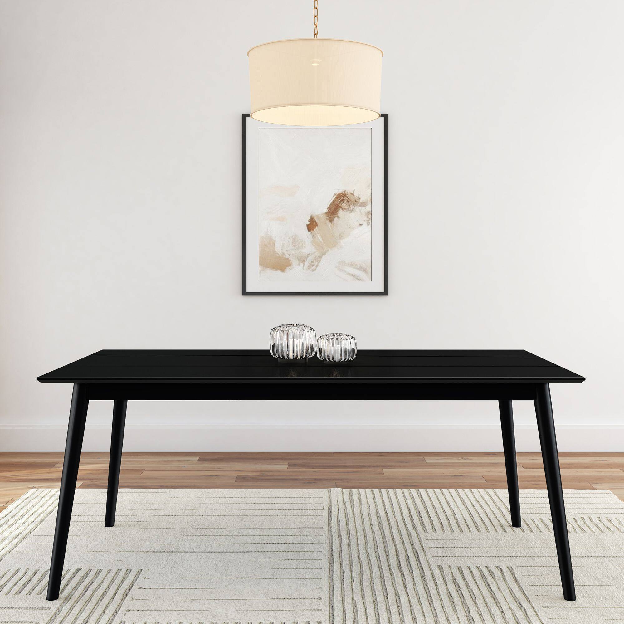 Alt View 1. Plank+Beam - Mid-Century Modern Rectangular Dining Table - Pine (72in / 1830mm), Black - Black.