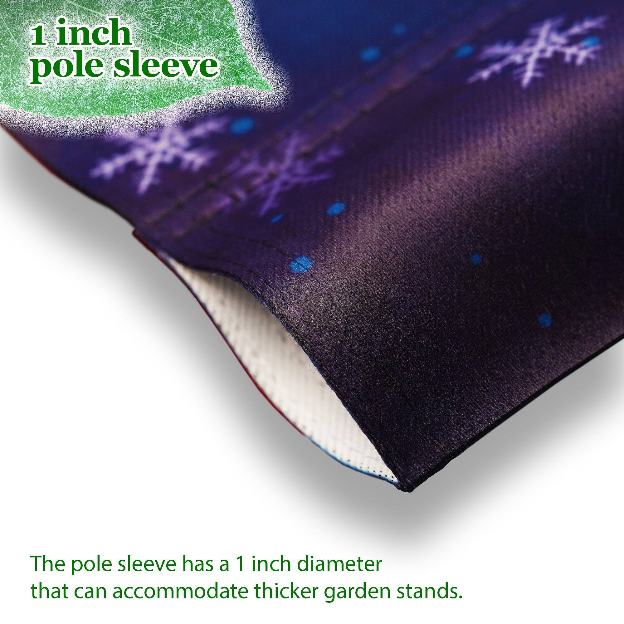 1 inch pole sleeve

The pole sleeve has a 1 inch diameter that can accommodate thicker garden stands.