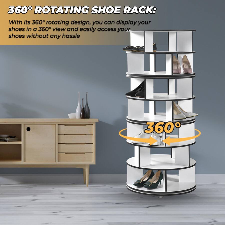 Kings Brand Furniture 7 Tier Rotating Shoe Rack, 360° Revolving Lazy ...
