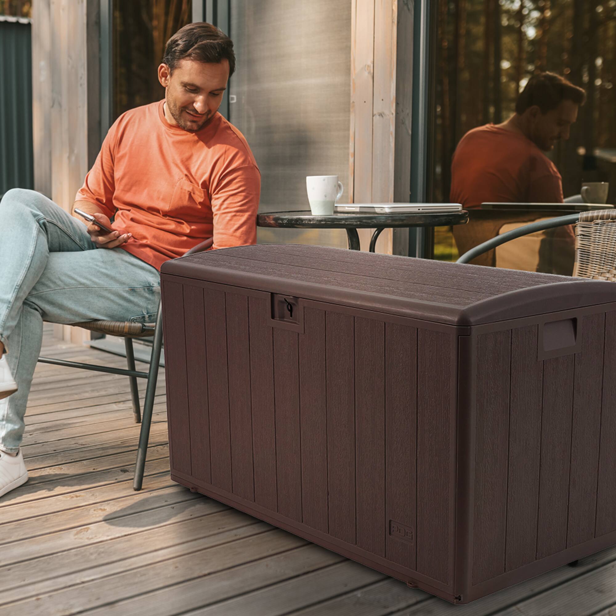 Alt View 3. Plastic Development Group - Plastic Development Group 105-Gallon Resin Outdoor Storage Deck Box, Java Brown - Java Brown.