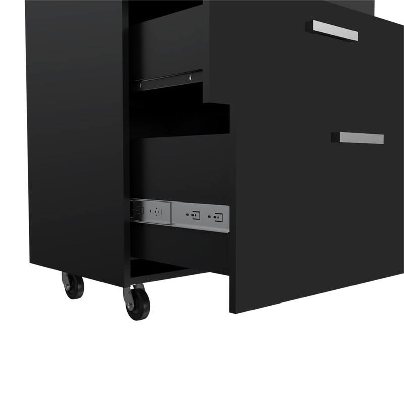 Alt View 6. HTUTWOO - 27.6"W 3-Drawer Storage Cabinet with Wheels - Mobile Office File Cabinet, Lockable Drawers with Key, Particle Board, - Gray.