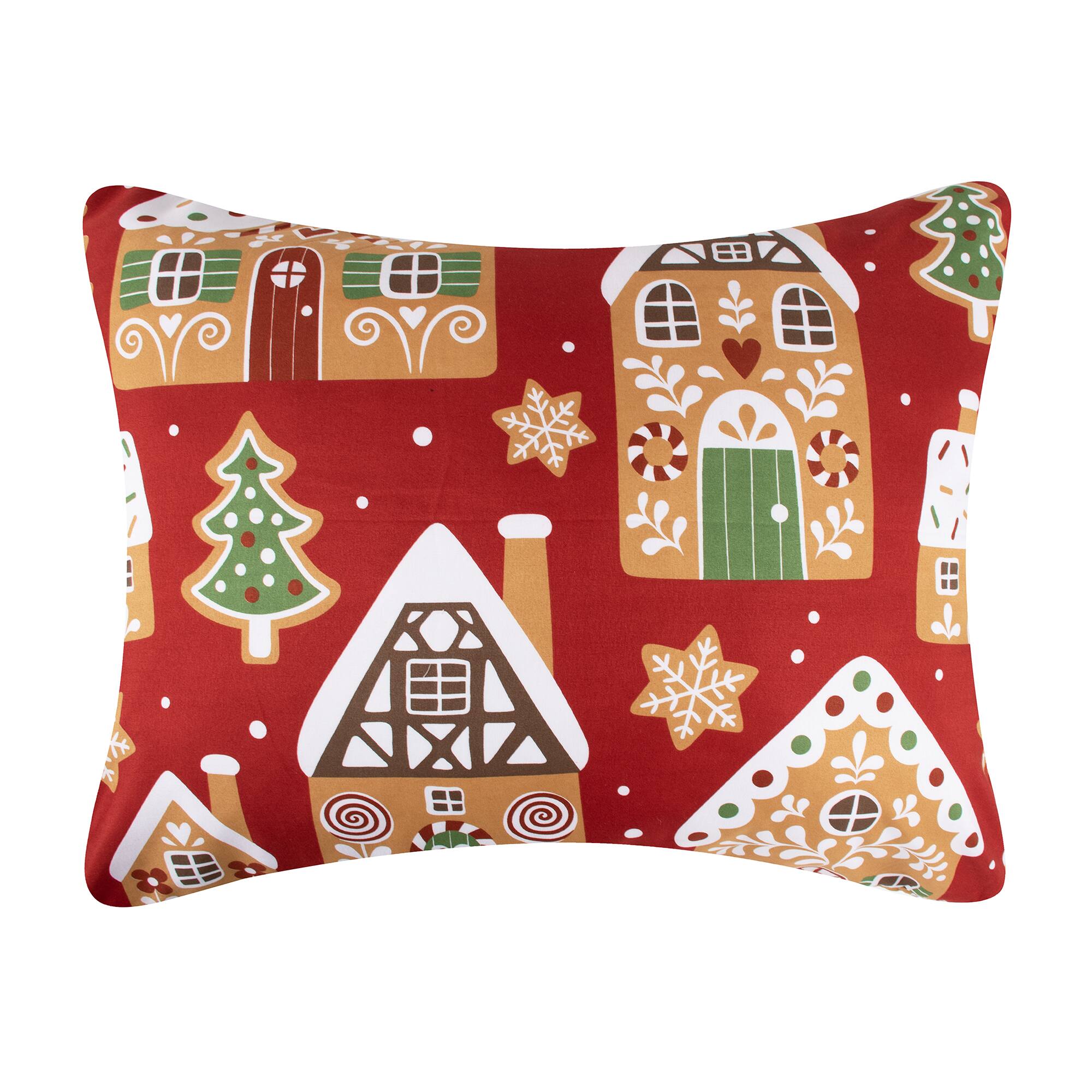 Angle. BreeBe - Gingerbread Lane Sham Standard - Red.