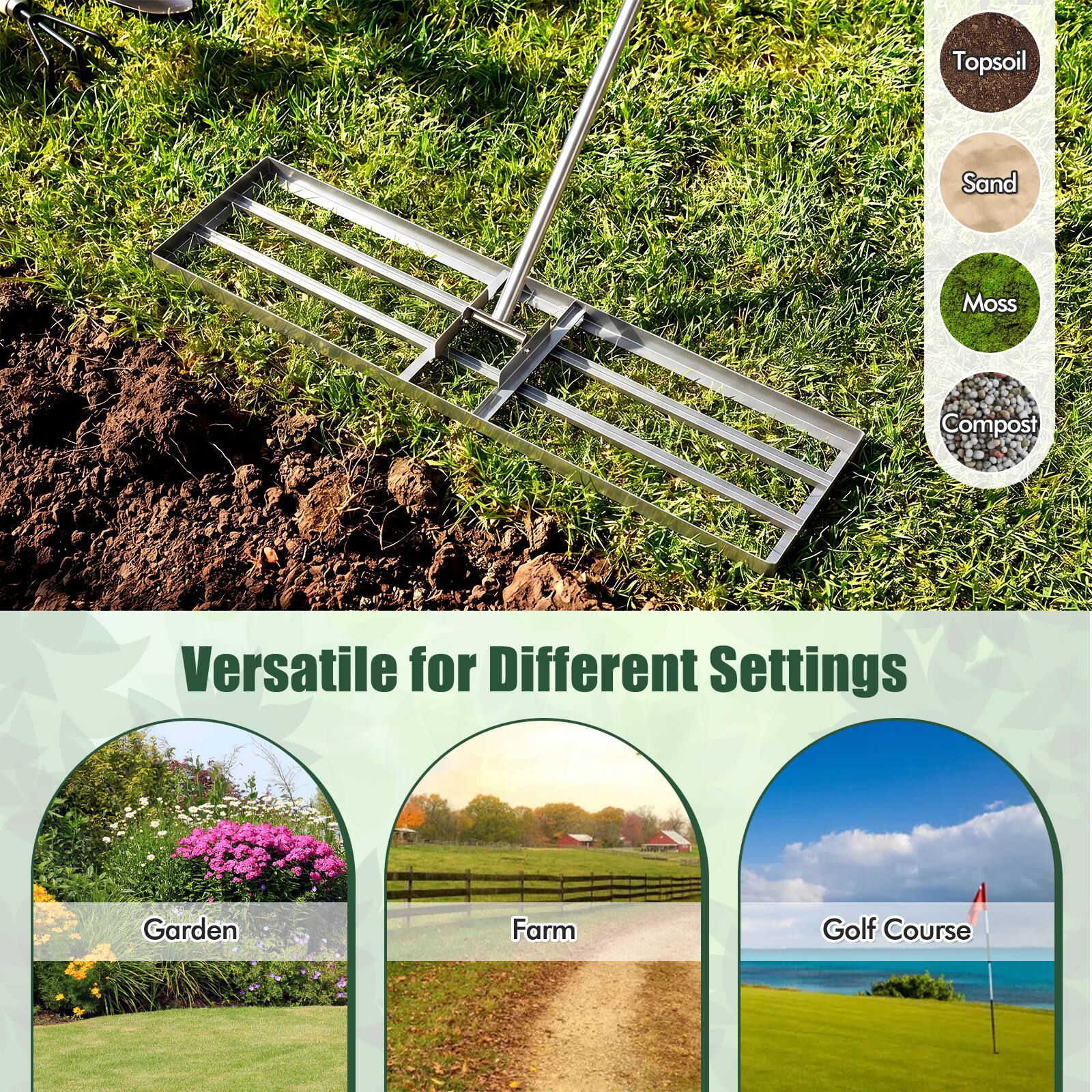 Topsoil, Sand, Moss, Compost: Versatile for Different Settings - Garden, Farm, Golf Course