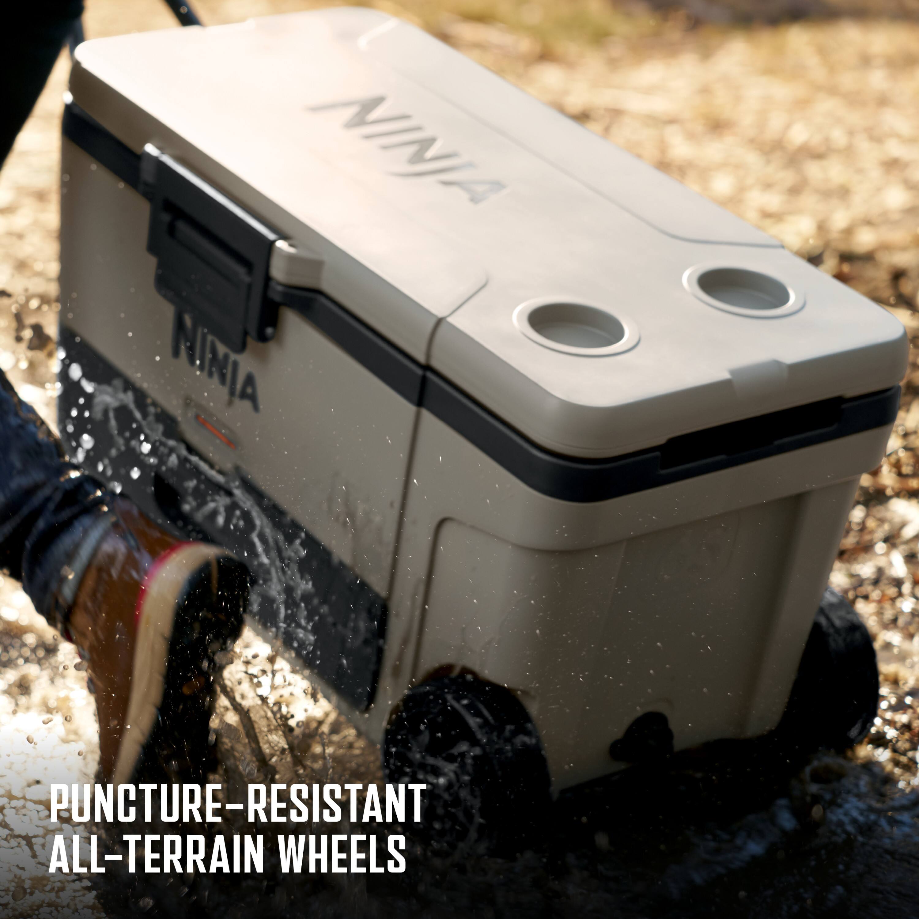 Ninja FrostVault 65 qt. Wheeled Cooler with Cold Dry Zone Birch