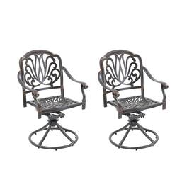 Mondawe - Set of 2 Cast Aluminum Swivel Bar Stools - Bronze