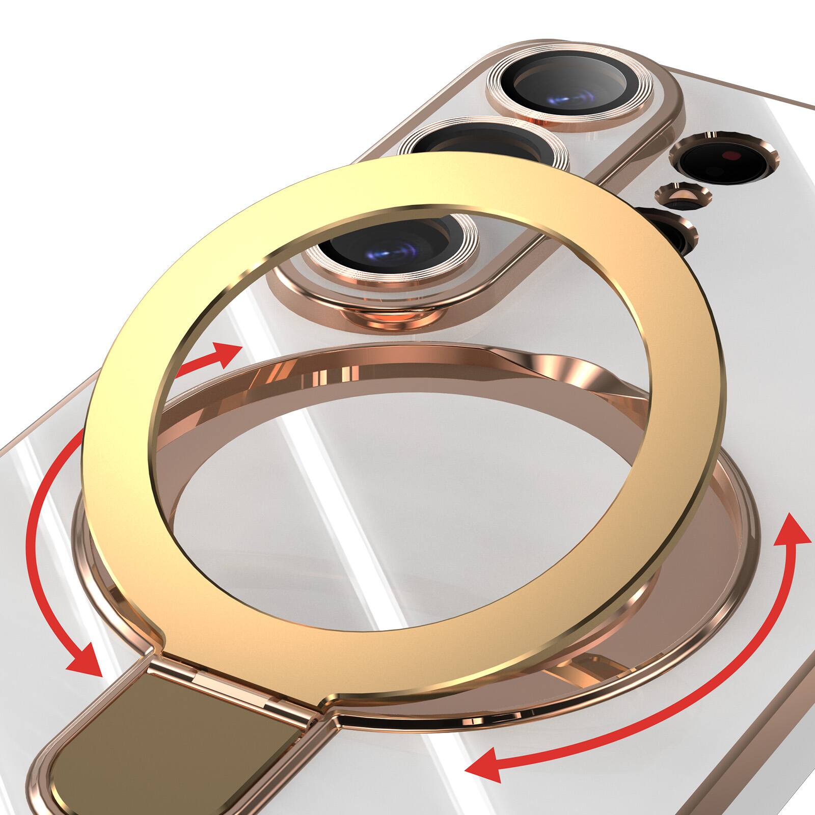 Alt View 1. Dteck - Mag Safe Case for Samsung Galaxy S26 Ultra,Slim Plated Bumper Shockproof TPU Case w/ Metal Stand + Tempered Lens Film - White.