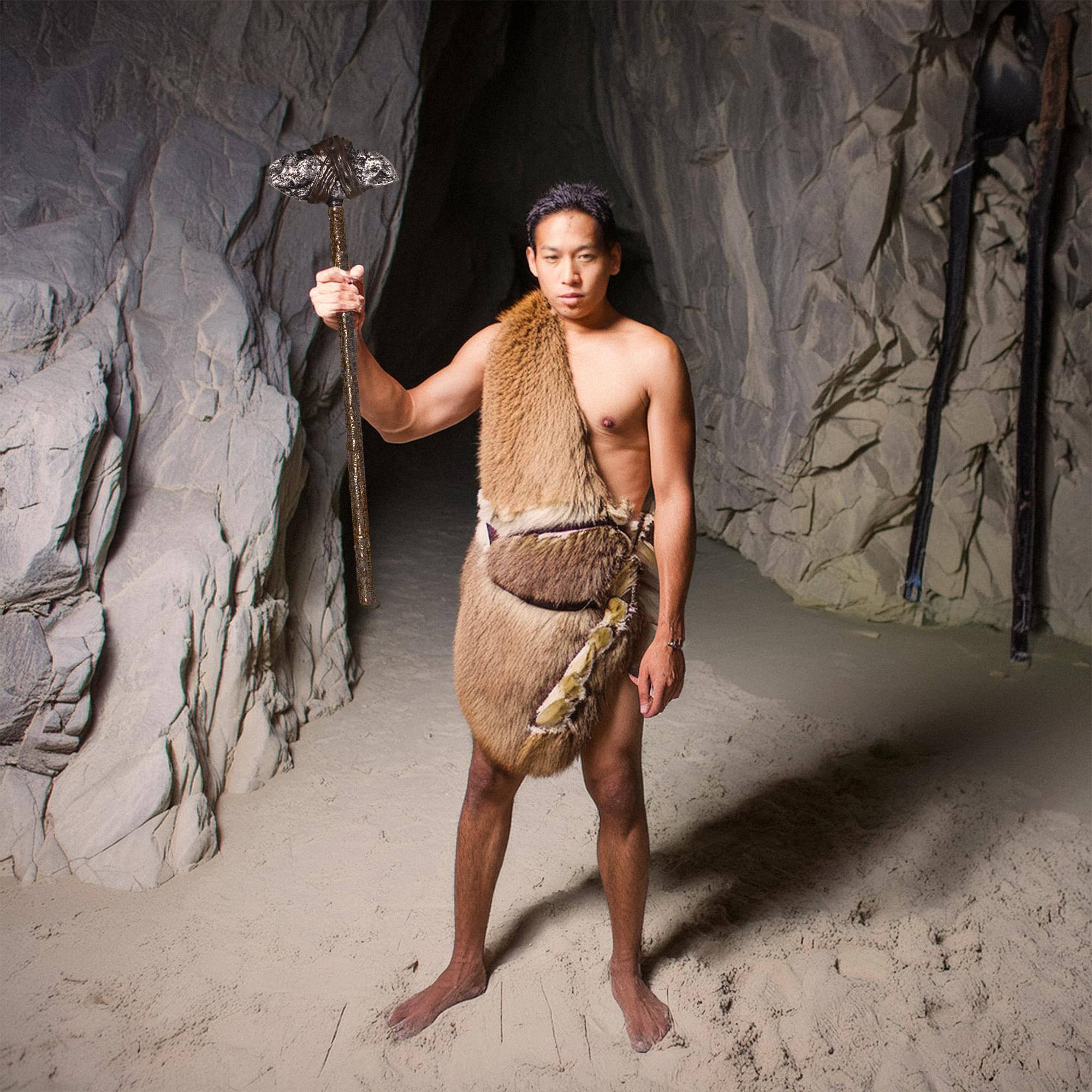 Alt View 2. Underwraps - Caveman Rock Hammer 36.5 Inch Foam Adult Costume Accessory - Brown.