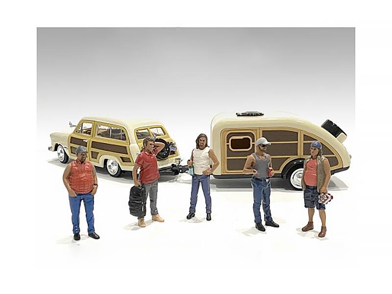 Back. American Diorama - "Campers" 5 piece Figure Set for 1/18 Scale Models by American Diorama - Multi.