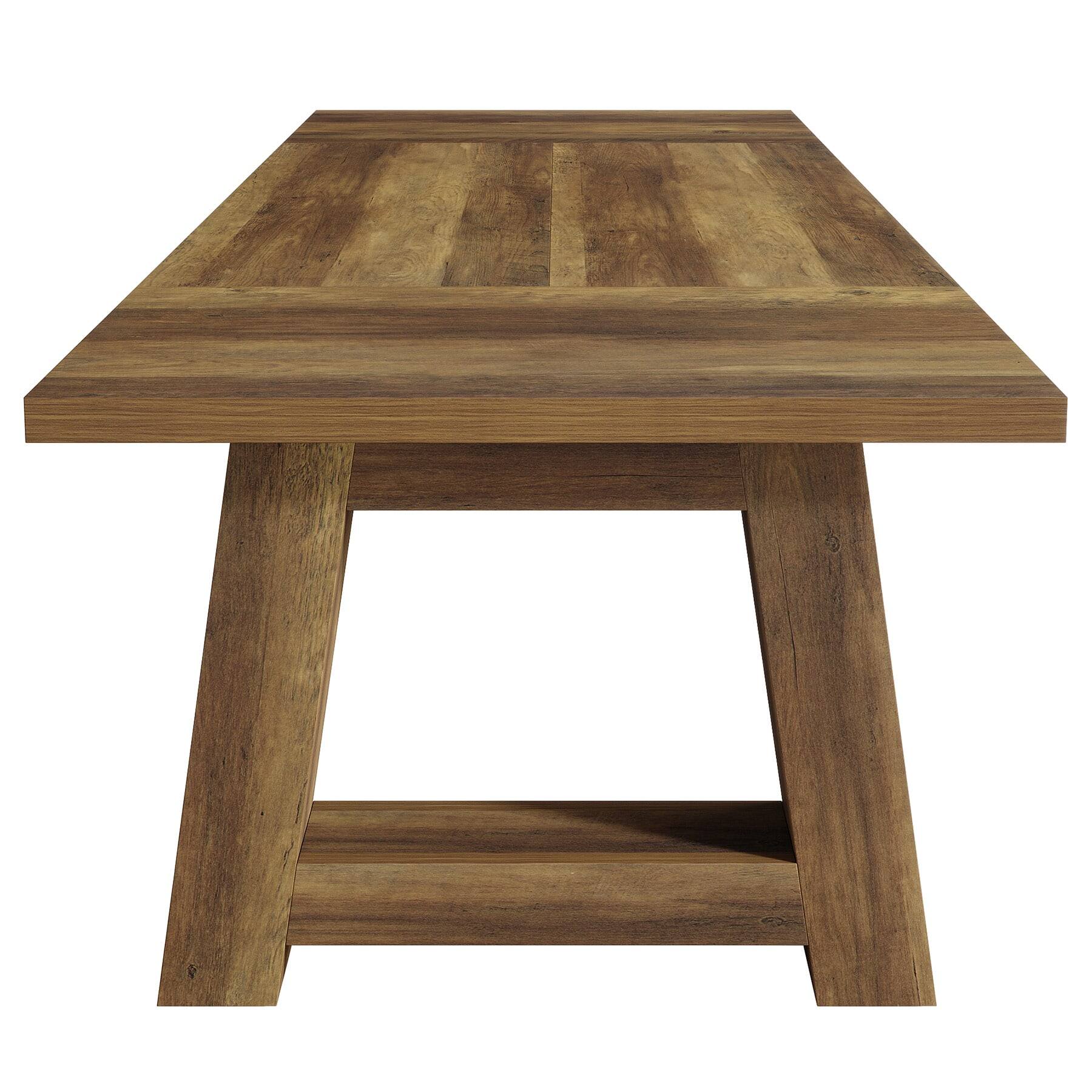 Angle. Kadyn - Kadyn Wood Dining Table, Rustic Farmhouse Style, Rectangular Table, Perfect for Family Meals, Brown - Brown.