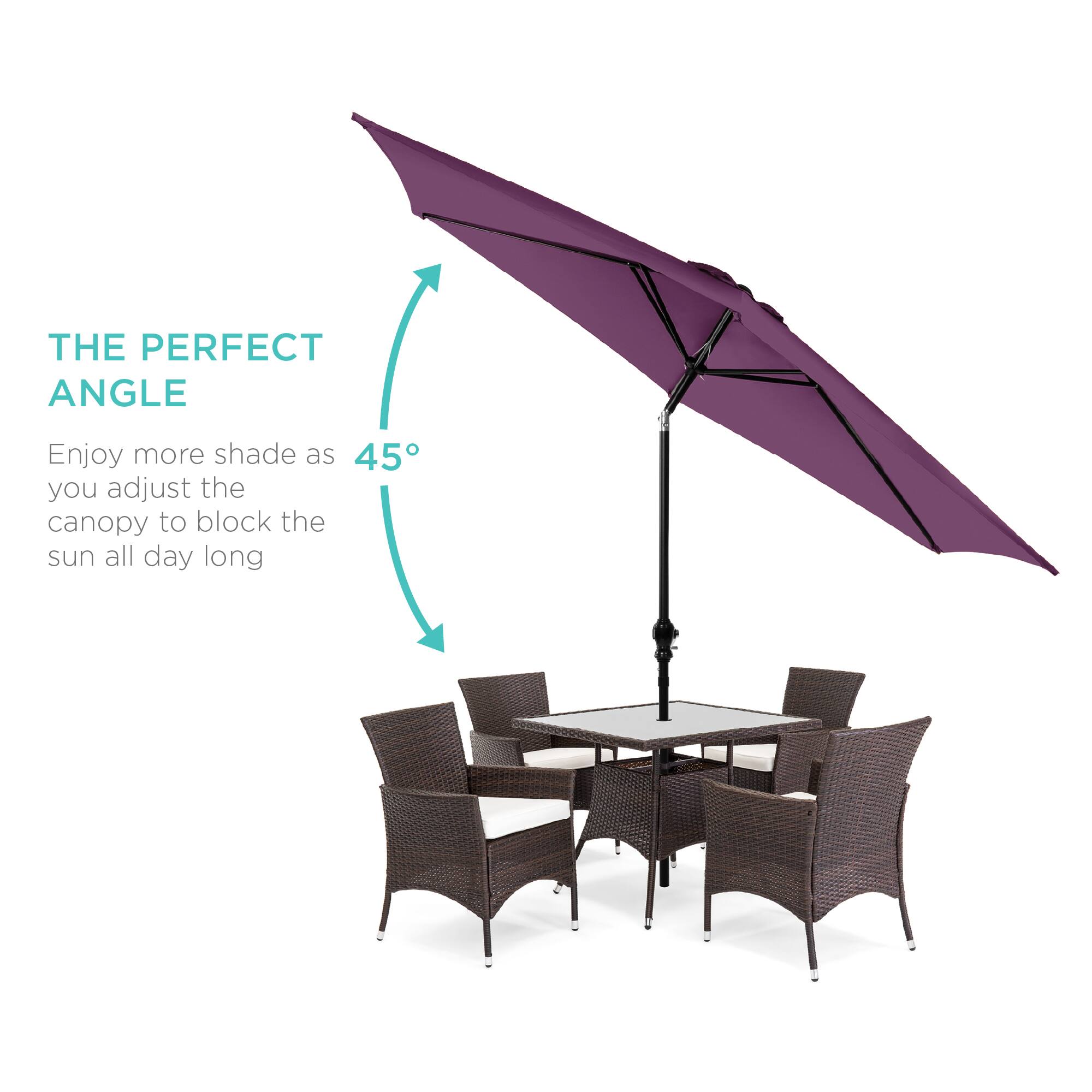 THE PERFECT ANGLE

Enjoy more shade as you adjust the canopy to block the sun all day long

45°