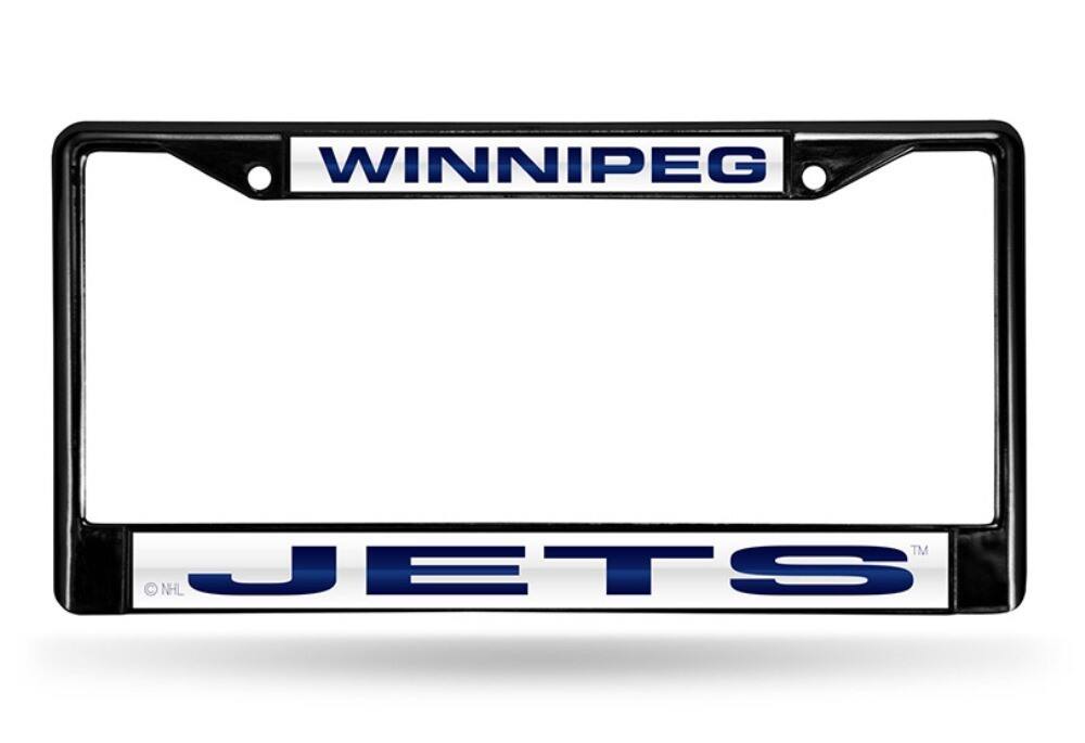 Winnipeg Jets Black 12x6 Auto Metal License Plate Frame Holder