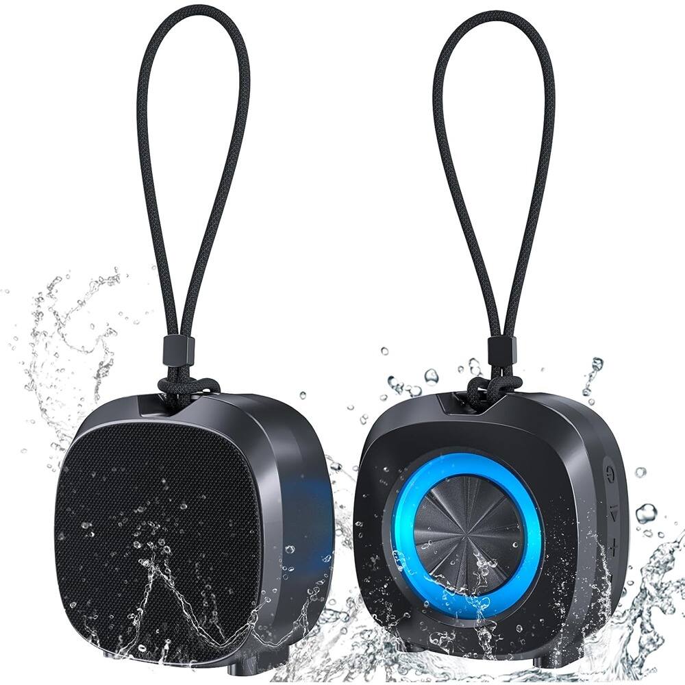 Front. ACJPR - Portable Bluetooth Speaker, IPX5 Waterproof, TWS, LED Lights, Deep Bass, Long Playtime.