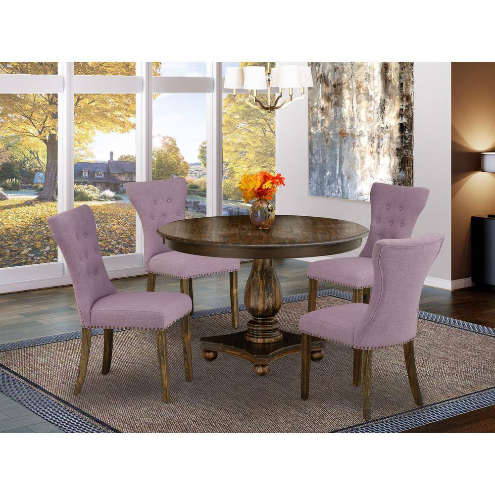 Angle. East West Furniture - East West Furniture 5 Piece Modern Dining Set Includes a Dining Room Table and 4 Dahlia Linen Fabric Upholstered Chairs - Multi-Color.