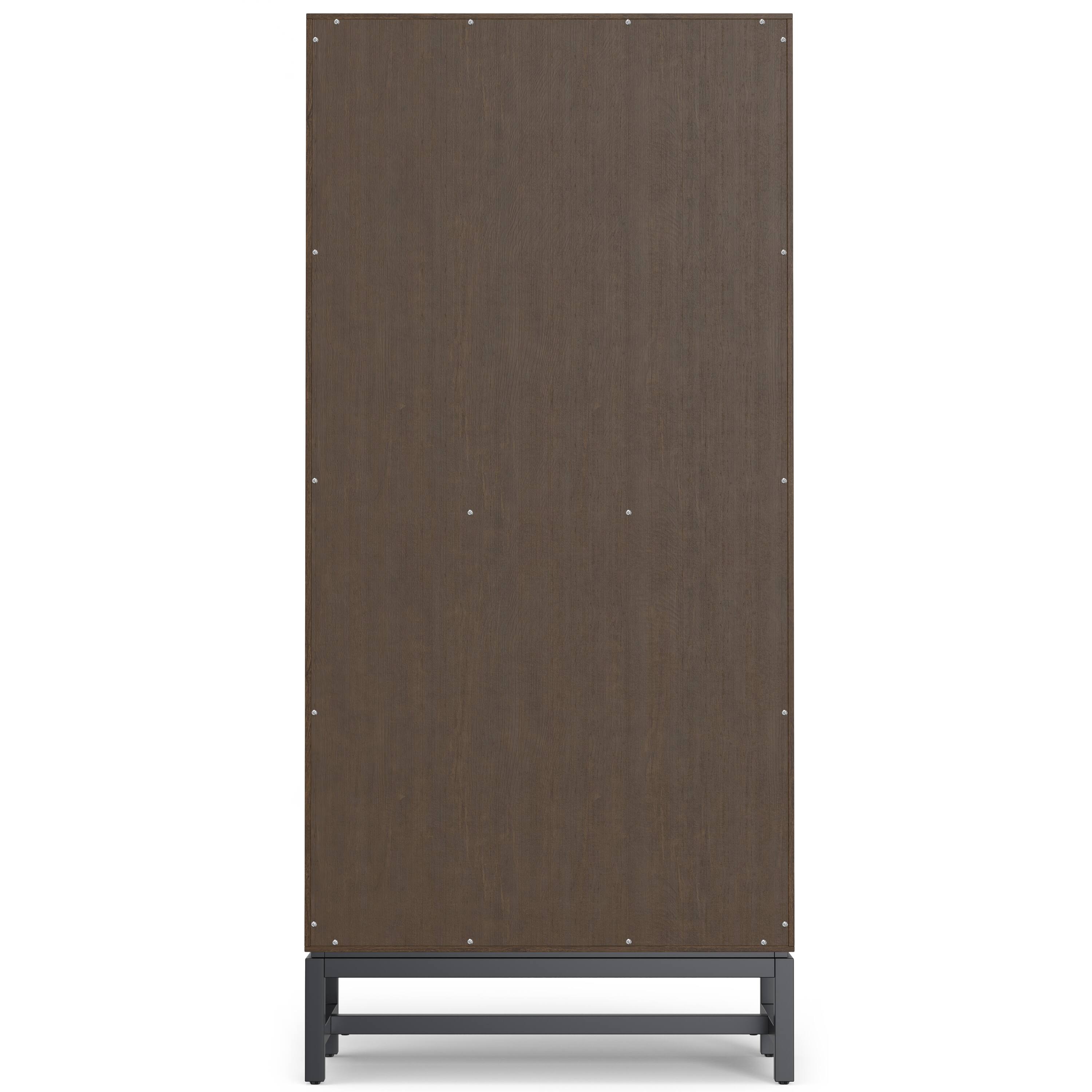 Back. Simpli Home - Banting SOLID HARDWOOD and Metal 66 inch x 30 inchRectangle Industrial Mid Century Open Shelf Bookcase in Walnut Brown - Walnut Brown.