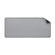 Front. Logitech - Desk Mat Studio Series Extended Mouse Pad with Spill-resistant Durable Design (Large) - Mid Gray.