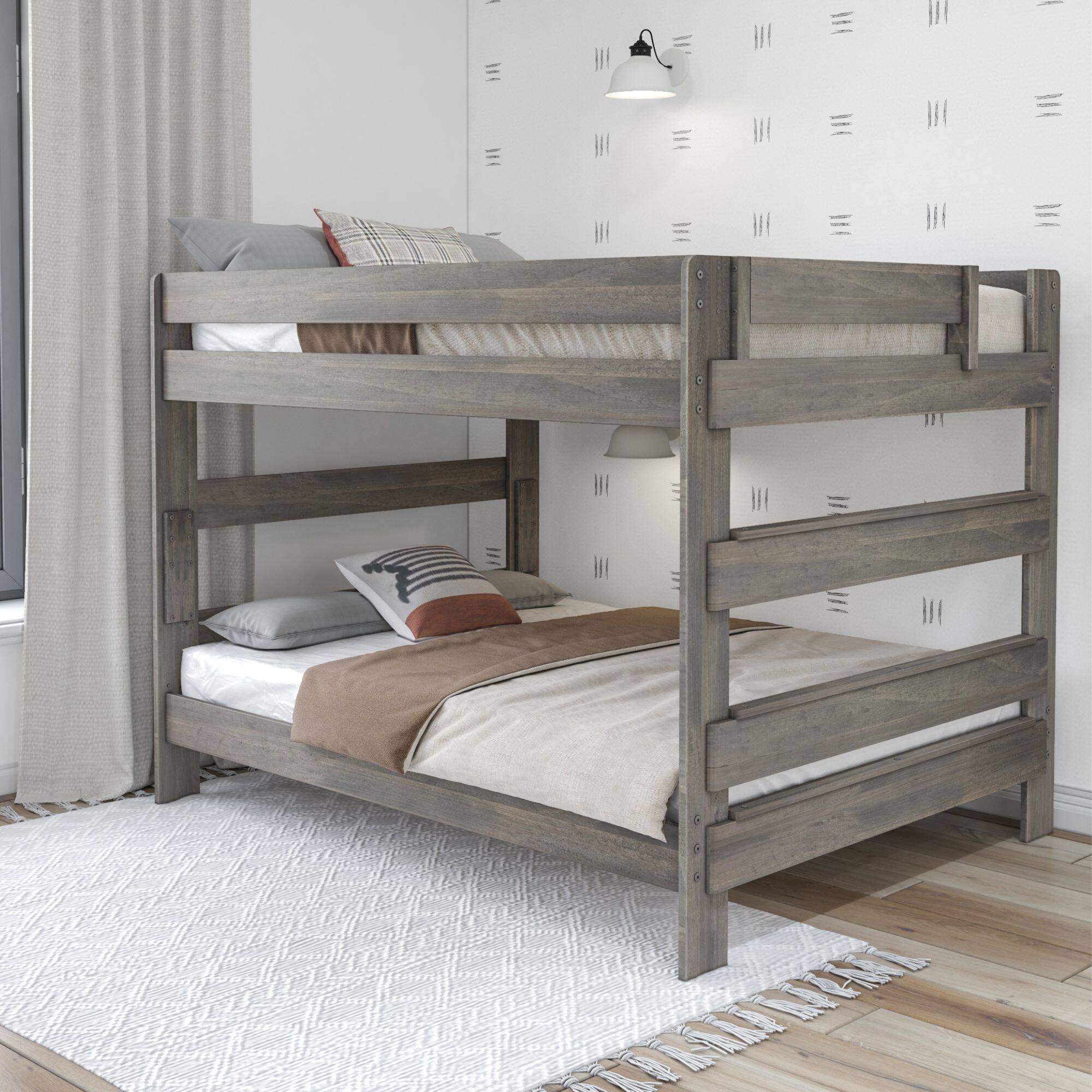 Front. Plank+Beam - Farmhouse Queen over Queen Bunk Bed, Driftwood - Driftwood.