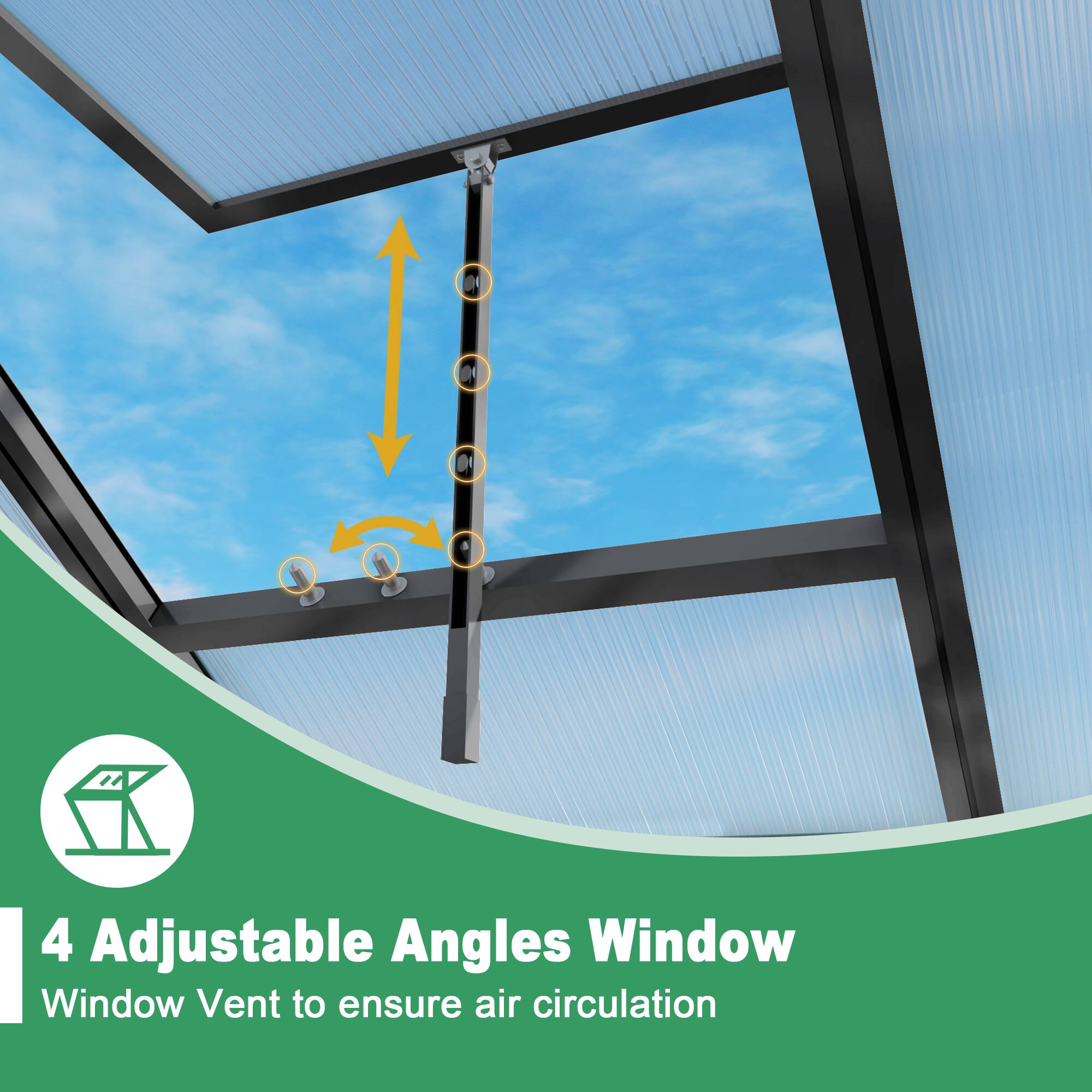 4 Adjustable Angles Window Vent to ensure air circulation