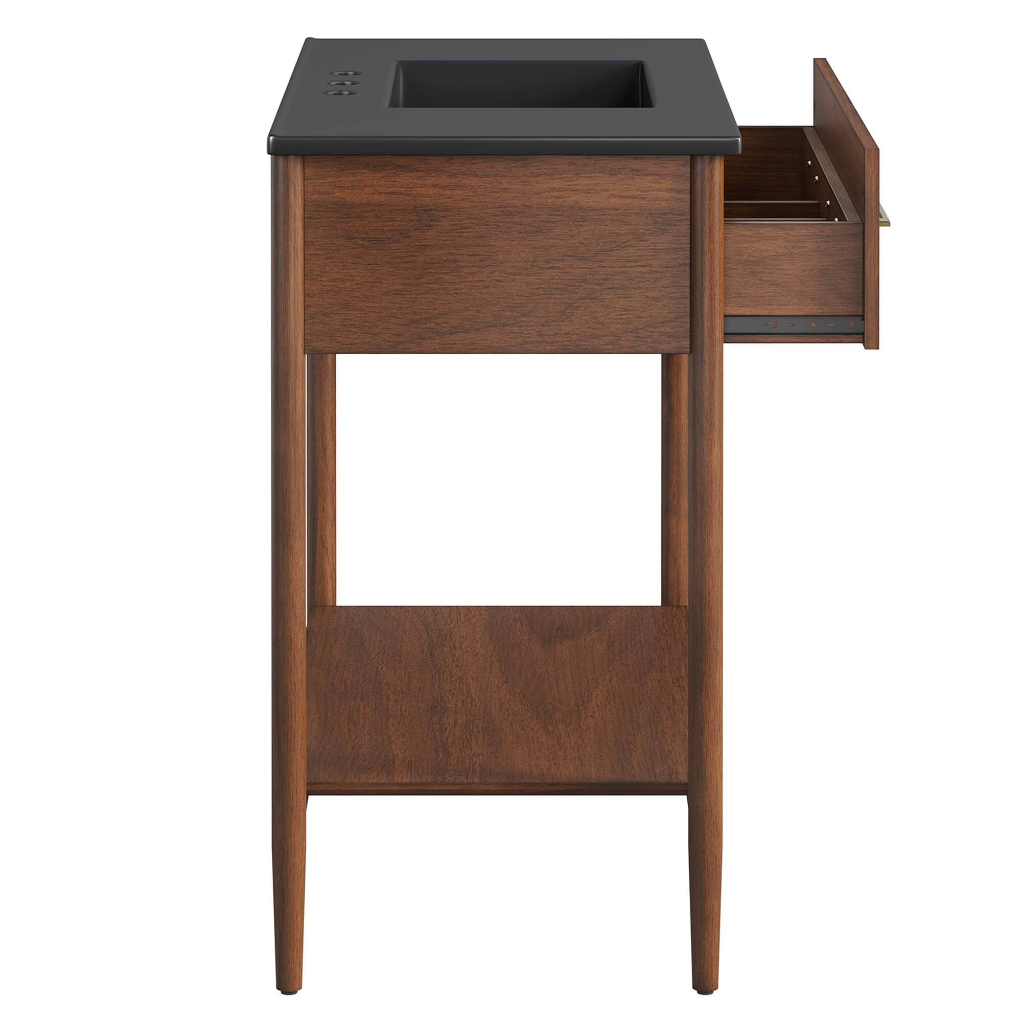 Alt View 3. Modway - Zaire Bathroom Vanity Basin Included by Modway - Walnut Black.