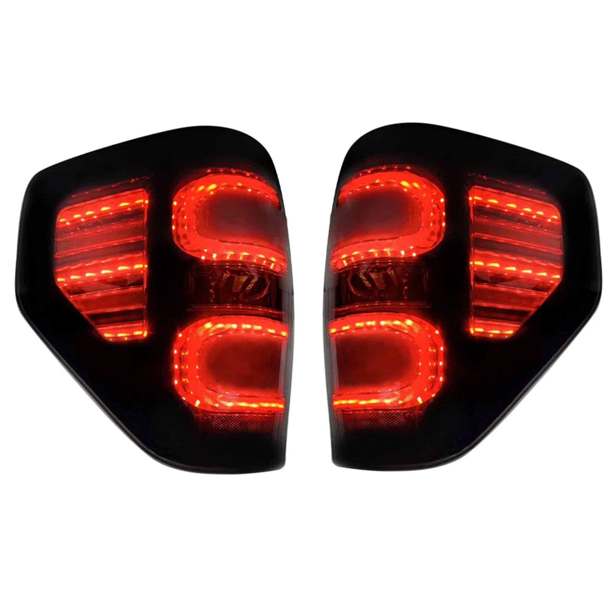 Alt View 10. AMERICAN MODIFIED - AMERICAN MODIFIED Smoked LED Tail Lights with Turn Signal for 09-14 Ford F150 - Smoked lens, black housing.