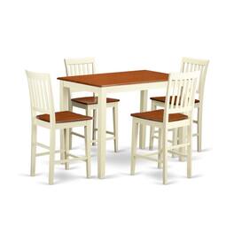 East West Furniture - 5 Pc counter height set-pub Table and 4 bar stools with backs - Buttermilk & Cherry