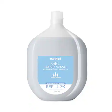 method GEL HAND WASH RECHARGE DE SAVON A MAINS EN GEL sweet water WITH PLANT-BASED CLEANSERS REFILL 3X 1L (34 FL OZ)
