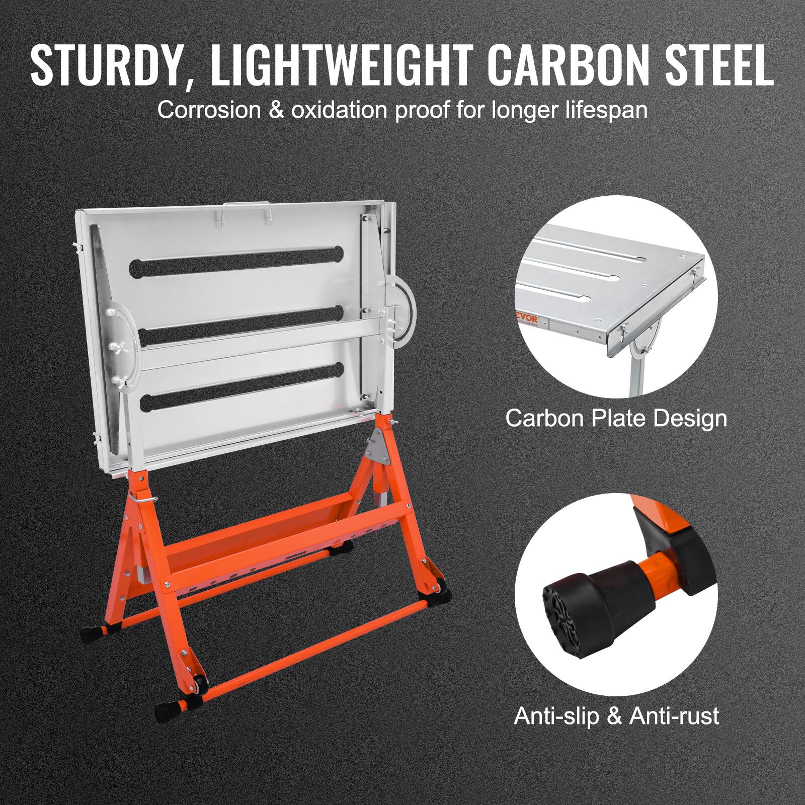 STURDY, LIGHTWEIGHT CARBON STEEL  
Corrosion & oxidation proof for longer lifespan  

Carbon Plate Design  

Anti-slip & Anti-rust