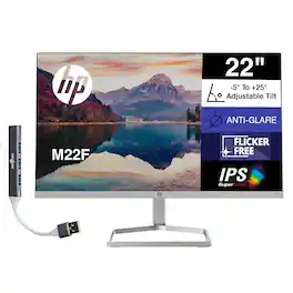 HP - M22f 22" FHD IPS Monitor, Anti-Glare, Flicker Free, AMD FreeSync, HDMI & DKZ Hub, Color (2D9J9AA#ABA) - Black/Silver