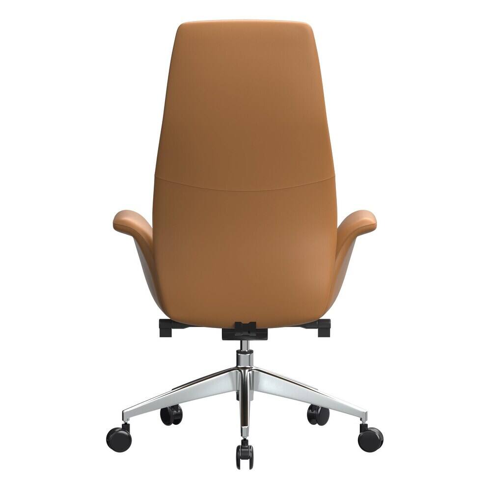 Alt View 2. LeisureMod - Summit High-Back Swivel Leather in Metal Frame Office Desk Chair with Adjustable Height, Tilt & Plush Cushion - Acorn Brown.