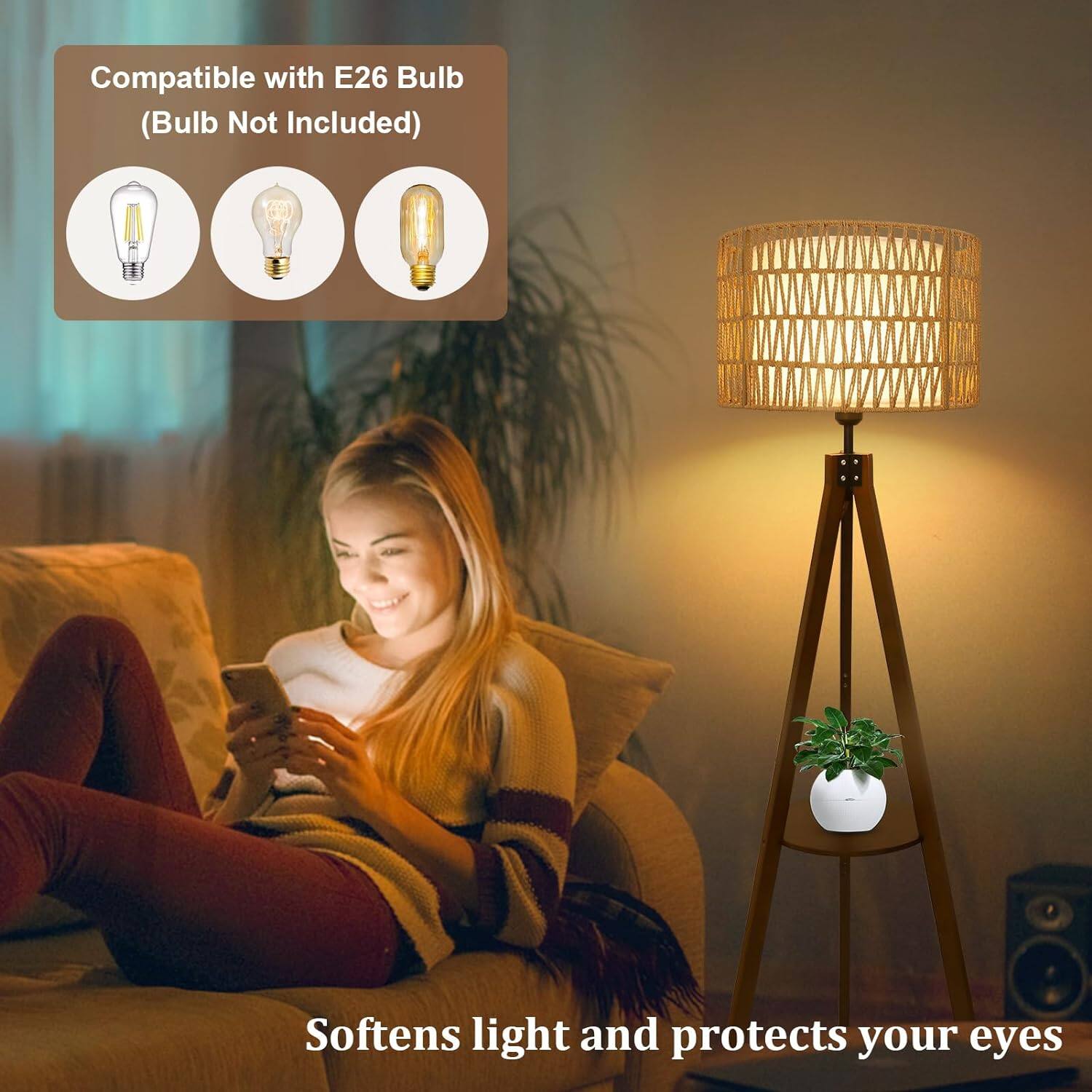 Compatible with E26 Bulb (Bulb Not Included)

Softens light and protects your eyes