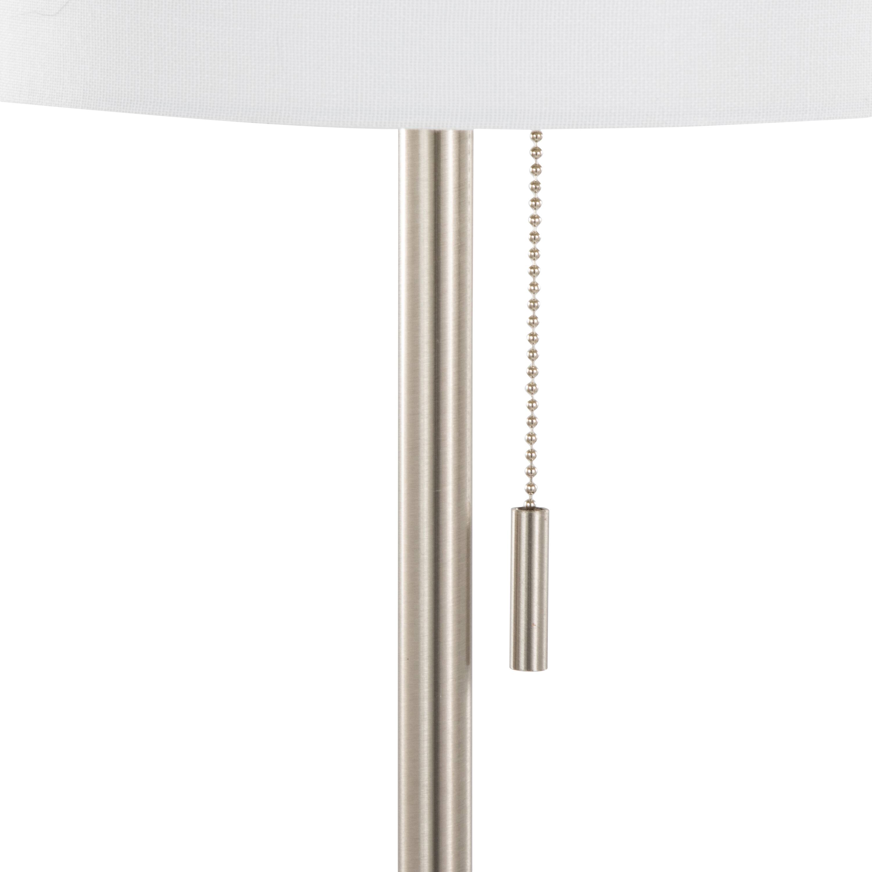 Left. Loheer - Loheer 62 Inch Metal Floor Lamp Contemporary Brushed Nickel Standing Light with White Textured Linen Shade - Brushed Nickel.