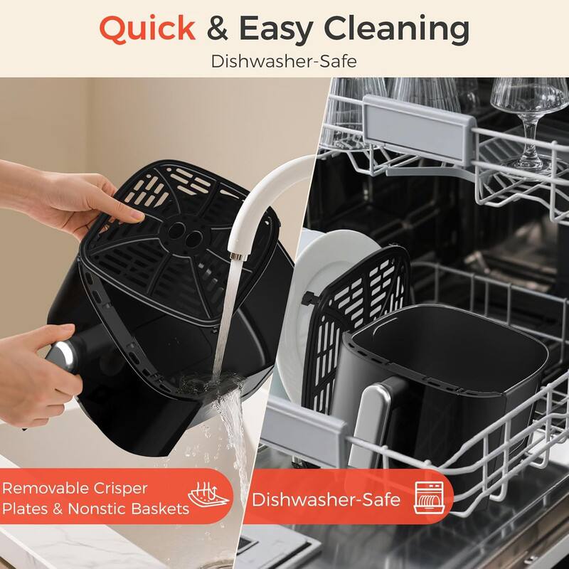 Quick & Easy Cleaning  
Dishwasher-Safe  

Removable Crisper Plates & Nonstick Baskets  

Dishwasher-Safe