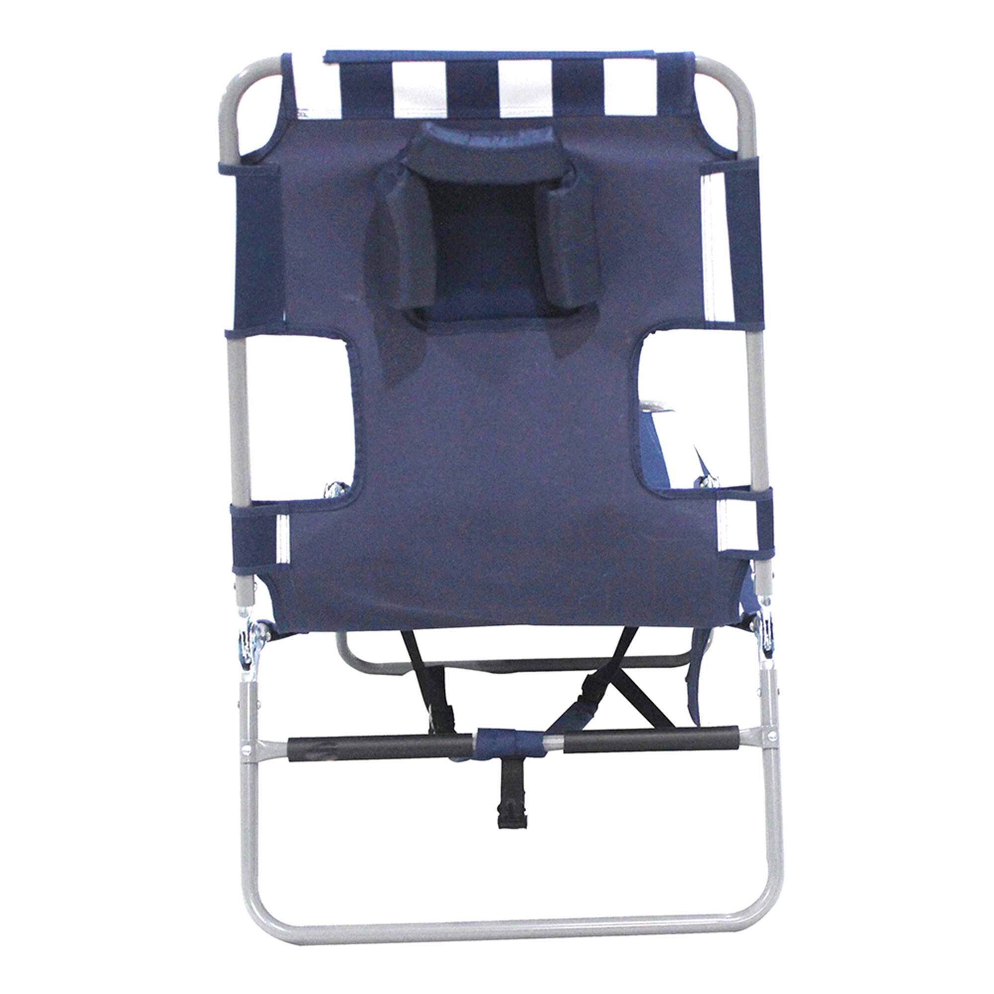 Alt View 8. Camco - Ostrich Backpack Chaise Lounge Beach Chair & On Your Back Chair, Striped Blue - White.