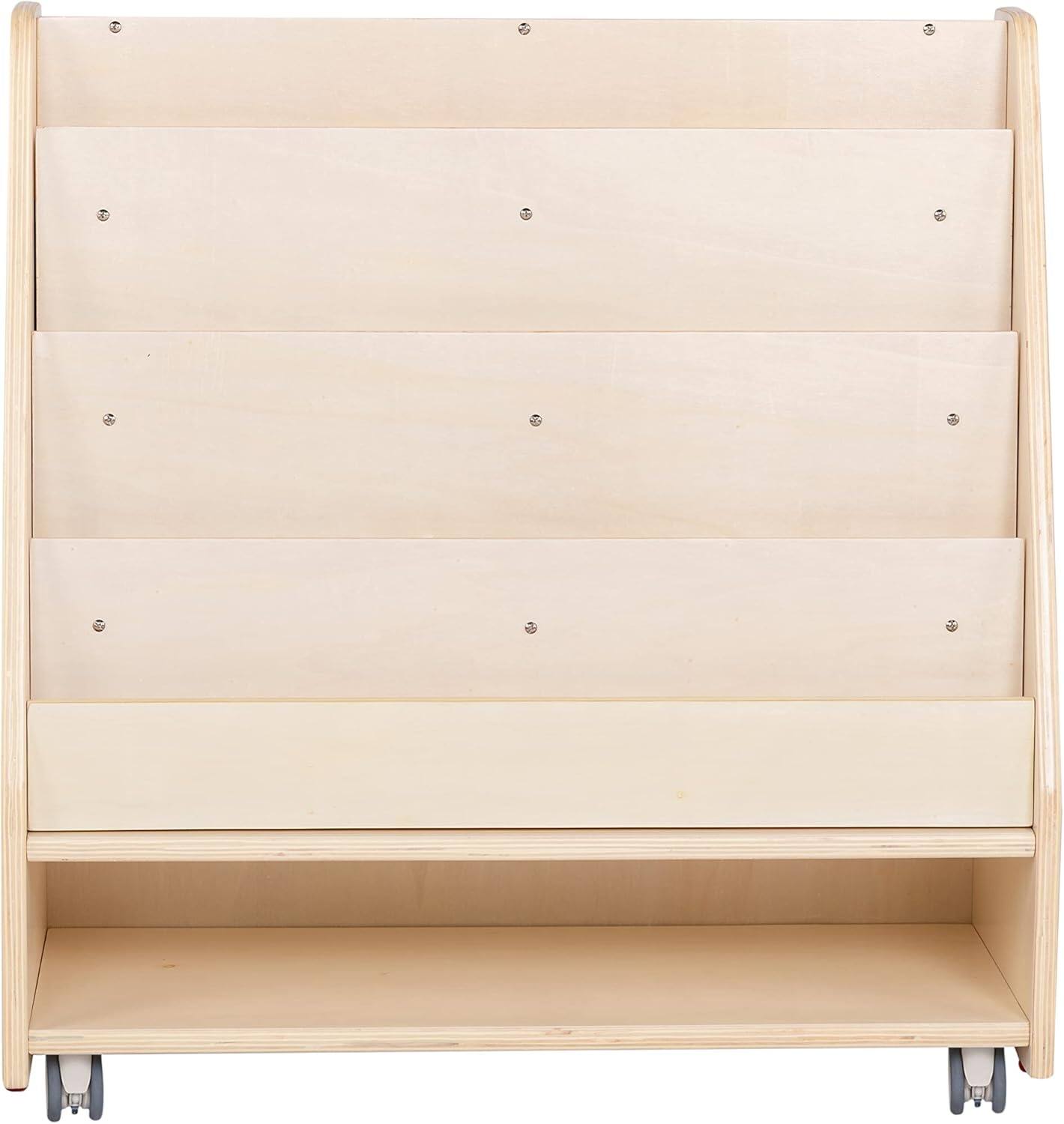 Alt View 8. Children's Factory - Mobile 4-Shelf Book Display with Storage - RTA - Wooden.