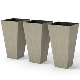 Outsunny - Tall Planters for Outdoor Plants Set of 3, 28 In Taper Planters with Drainage Holes, Indoor Grande Plant Pots - Gray