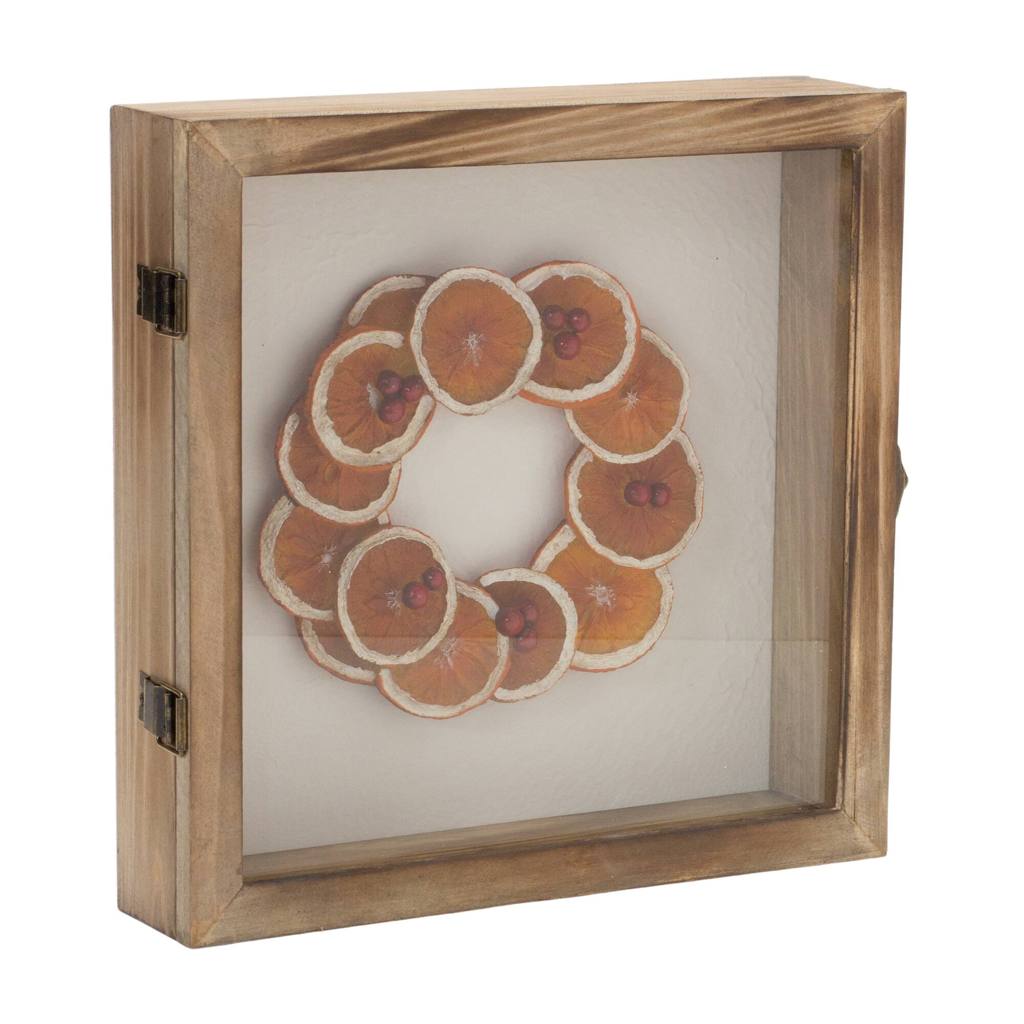 Left. BreeBe - Dried Fruit Wreath Shadow Box (Set of 2) - Brown, Orange.