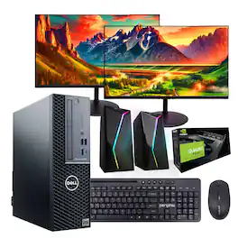 Dell - Refurbished Excellent - Precision 3431 Desktop Computer-Intel i5-NVIDIA Quadro P620-32GB RAM-2TB SSD-2 24" LCD-Spkr-Win 11 Pro - Black