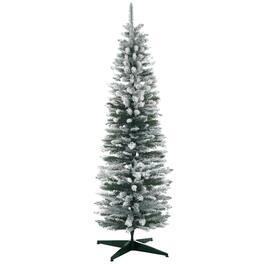 Homcom - Snow Flocked Slim Pencil Artificial Christmas Tree, Realistic Branches Plastic Base - Green